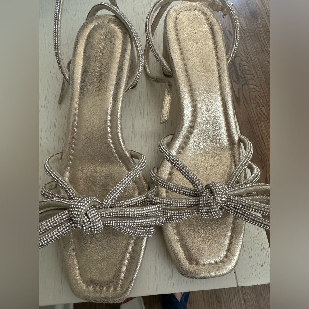 Loeffler Randall Mikel Cappuccino Bow Mid-Heel Sandal size 9